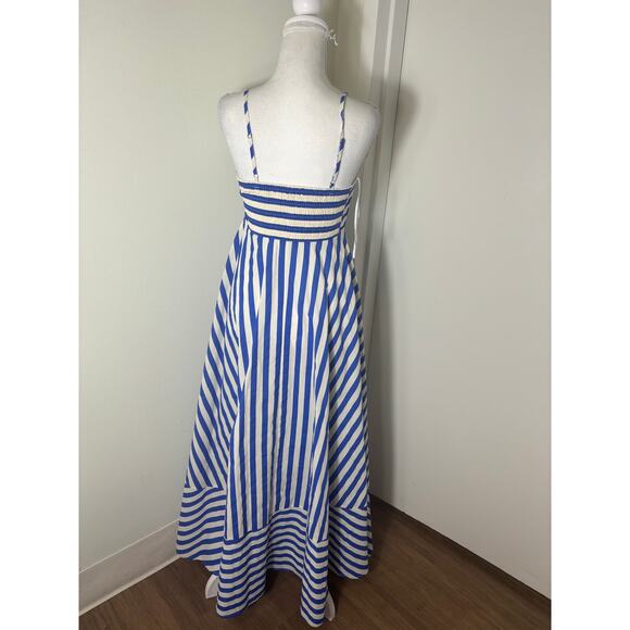 Aston Studio Blue and White Striped Maxi Dress Sz 4 - Picture 3 of 4
